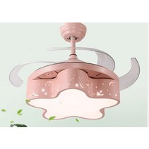 실링팬 천장형 서큘 천장선풍기 공기순환팬 어린이 팬 라이트 북유럽 보이지 않는 천장 레스토랑 침실 소녀, 02 Pink_01 36inch_02 220V