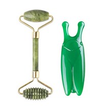 목주름관리기 목주름마사지기 피부목마사지 massager for face neck roller gua sha scraper board jade roller 주름 제거제 tool, 세트 4