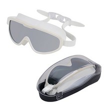 Swimming Goggle Super Great Frame Swim Goggle for Adult Men Women Youth Swim Mask Clear Wide Vision, adult unisex, WhiteGrey