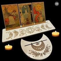 타로책 스프레드천 동양 카드 종류 예쁜 초보 세트 le tarot 나무 트리플 문 스탠드 타로 캔들 디스플레이 홀더 제단 용품 여성 남성 선물 개 신제품, CHINA, 9
