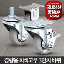3인치 손수레 경량용 회색고무 바퀴 이동식선반 철대차 미니카트 구르마 운반작업 물류캐리어, 경량용3인치회색고무브레이크