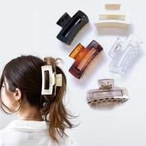 아크릴사각집게핀 올림머리 반머리 반묶음 사각 집게핀 명품 헤어 액세서리, 블랙