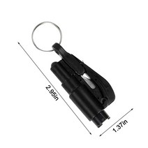 3in 1 휴대용 자동차 비상 탈출 구조 도구 다기능 키 링 안전 벨트 커터 망치, 05 Black