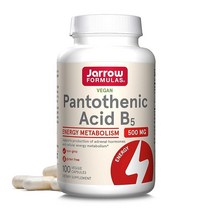 자로우포뮬러스 판토텐산 B5 500mg - 100베지캡슐 필수 비타민 B, 100 Count, Pantothenic Acid B5, 1개