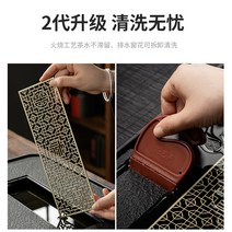 차판 차트레이 다도쟁반 이효리 블랙 골드 도자기 돌 차 트레이 가정용 세트 테이블 물 저장 배수 건식 양조 조명 럭셔리 현대, [14] 산천(저수 겸용) 43x26 백자 옆손잡이냄비