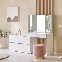 파로마 테일 화장대 확장형 콘솔 2단서랍장 거울포함 1000 CRA829, 오크