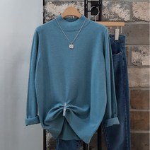 상상그이상 여성용 타임 반폴라 가볍고 따뜻한 고급원단 긴팔니트 보풀없는 촉감왕 가성비 좋은 루즈핏 롱기장 부드러운 아우터 안에 입기 좋은 두껍지 않은 데일리니트