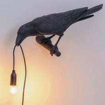 럭키 버드 크로우 벽 램프 수지 테이블 야간 조명 침실 침대 머리맡 거실 집 장 ES, Black Left, AU plug