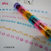 3/6Pcs 아기 다채로운 잉크 패드 도장 유치원 재미있는 장난감 학습 만화 DIY 롤러 드로잉 일기 도구 선물, [02] 6Pcs