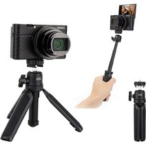 JJC 2 in 1 확장형 미니 블로깅 삼각대 및 Selfie 스틱 Sony ZV-1F ZV-1 RX100 VII A6000 A6100 A6300 A64, 검은색, 확장형 미니 삼각대
