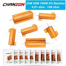 가변 저항2개 25W 50W 100W 알루미늄 고출력 금속 케이스 권선 고정 저항기 0.01 - 10K 옴 더미로드 와이어, 37 100W 4R