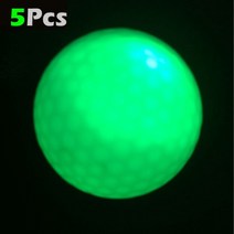 골프 공 5pcs 전문 led 빛나는 야간 재사용 및 오래 지속되는 글로우 훈련 연습, 초록