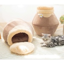 리포웰 고양이숨숨집 꿀단지 하우스 집 방석 3단 트랜스폼, 그린