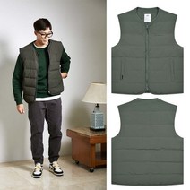 네이처트레일 라운드넥 중 경량 숏 다운 베스트 - 카키