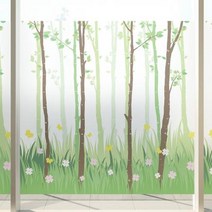 고급칼라안개시트 자작나무 숲의 봄 90x120cm:일체형, 타입옵션:일체형