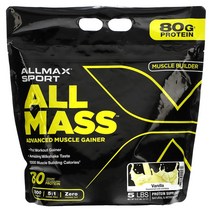 올맥스 Sport 올 매스 고급 근육 증량제 바닐라향 5lbs 2.27kg(80oz), 3병, 27kg