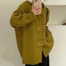 오노마 오노마 ONM 꽈배기 니트 짜임 빈티지한 떡볶이 버튼 후드 가디건 (9720958)