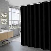 패브릭 무지블랙(커튼고리포함) 180X180cm / 욕실 욕조 가림막 가리개 방수 커튼 샤워커튼 샤워커텐, 1장