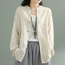 여성용 노카라 루즈핏 마 자켓 하늘비즈 C10 T673S637