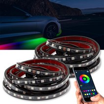 Duewot 자동차 언더글로우 조명 조도 조절 가능한 RGB 외부 LED 스트립 무선 앱 컨트롤 음악 동기화 네온 액센트 키트 SUV 트럭용 방수 아래