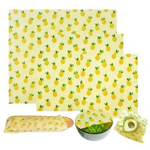 재사용 가능한 밀랍 랩 3팩 식품 지속 가능 생분해성 폐기물 없음 플라스틱 프리 보관 용기, 1S,1M,1L | Pineapple