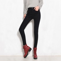 플리스 데님 펜슬 팬츠 여성 아우터 봄 가을 겨울 여성 하이웨이스트 스키니 엘라스틱 슬림 올매치 펜슬 팬츠