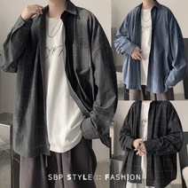 에스비피 남자 남성 빅사이즈~3XL 체크 셔츠 남방 오버핏 봄 여름 가을 겨울 체크셔츠 블랙 그레이 네이비 커플 남성셔츠 남자체크셔츠 체크남방 학생 캐쥬얼 SBPCH02908012