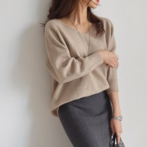 데일리앤 프리나 여성 루즈핏 브이넥 니트 여리여리