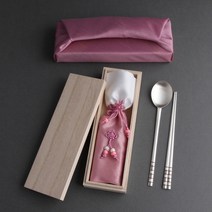 복띠 칠보 은수저 99% 1벌 전통 칠보 부부 예단 생신 은혼식 선물 세련된디자인 심플 건강 은수저 숟가락 젓가락 선물세트, 은수저1벌 청색+보자기포장(네이비)