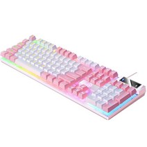 PC 컴퓨터 게임 사무실을 위한 유선 기계식 게임용 키보드 USB RGB 백라이트 LED 조명 효과, 435x130x25mm, ABS 플라스틱, 화이트 핑크, 일반형