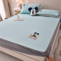 디즈니 아이스 로퍼 침대스커트 쿨링시트 쓰리 피스이다 세탁기 가능 러플 침대시트 타입 에어컨 돗자리 4836935974, 해피심볼미키침대시트타입_같은스150cmx200cm
