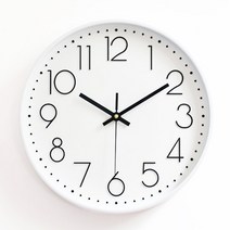 클래식 모던 컬러 무소음 벽시계, 화이트
