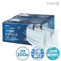 무궁화 3중 필터 보호 일회용 마스크 성인용 흰색 대형, 2개, 50개입