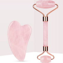 hotmally 로즈쿼츠 하트 괄사 얼굴 마사기기 + 바디 마사지 도구 세트, 1set