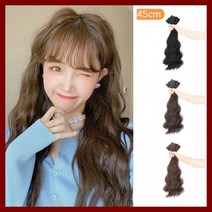 고퀄리티 패션 티안나게 붙임 똑딱이 편한 여성 자연스러운 뷰티 웨이브 가발 여자 부분머리 긴곱슬45CM, LD-1078 부분가발(1P)(긴곱슬45CM)_다크브라