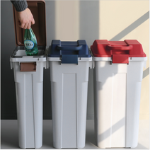 편의점 분리수거 쓰레기통 30L 45L 60L 아파트 매장 재활용 분리수거 길거리쓰레기통, 슬림펌 핸들휴지통(45L)네이비, 1개