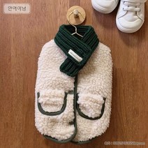 강아지옷 겨울옷 후리스 조끼 애견옷 리버시블 양면패딩 의류 목도리세트, S