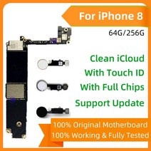 아이폰 8 용 플레이트 메인 보드 언락 마더 터치 ID 포함/불포함 로직 풀 칩 지원 IOS 업데이트, 04 256G Black TouchID