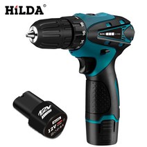 전동공구드릴Hilda 12 v cordless electric screwdriver two-speed rechargeable lithium battery LED ligh, 02 1 battery_03 UK