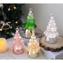 크리스마스 트리모양 투명 트리 워터볼 오르골 (소) 4type, 핑크