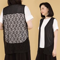 애비뉴투지 엄마옷 아르코 레이스 배색 여성 여름 쉬폰 조끼 베스트 V07211 50대 60대 중년여성