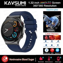 스마트워치 등산시계 러닝 마라톤 남자 혈당 ECG PPG 심박수 레이저 3 가지 건강 추적, [01] New Sapphire Glass, Blue silicone_New Sapphire Gla