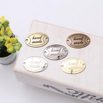 짱패브릭 라운드핸드메이드 금속라벨, 엔틱