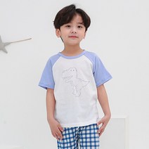 삐삐롱 슈팅디노 오가닉 자카드 5부 상하세트