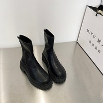 여성화 첼시 부츠 겨울 새 가죽 미드 힐 플랫폼 발목 botas 따뜻한 디자이너 오토바이 부츠 검투사 botines mujer