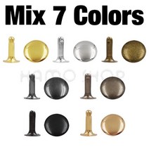 5mm-15mm 금속 라운드 리벳 싱글 캡 리벳 스터드 DIY 가죽 공예 가방 벨트 의류 모자 신발 애완 동물 칼라, 08 140pcs Mix 7 Colors_06 10mm