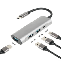 DFMEI 국경 간 알루미늄 합금 유형 C 1- 드래징 4 개의 팽창 도크 USB3.0HUB 4 포트 디바이저 USB-C 확장 도크, Type-C 인터페이스