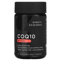 Sports Research (스포츠 리서치) Sports Research CoQ10 USP 등급 BioPerine 함유 100mg 베지 소프트젤 30정, 5개