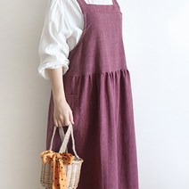 소담소담 알프스 루즈핏 롱 원피스형 앞치마, 와인