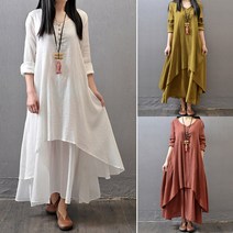 0 velys 내츄럴과 스타일리쉬함을 함께 빈티지 린넨 긴팔 롱 원피스 GSO0018